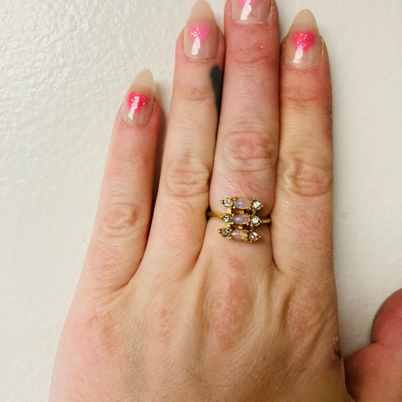 Vintage 🆕 Avon Gold & Pink Opal Stone Ring - Picture 6 of 6